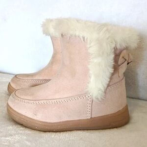 Cat & Jack Toddler Girls' Pink Boots with Bow & Glitter Size 8c